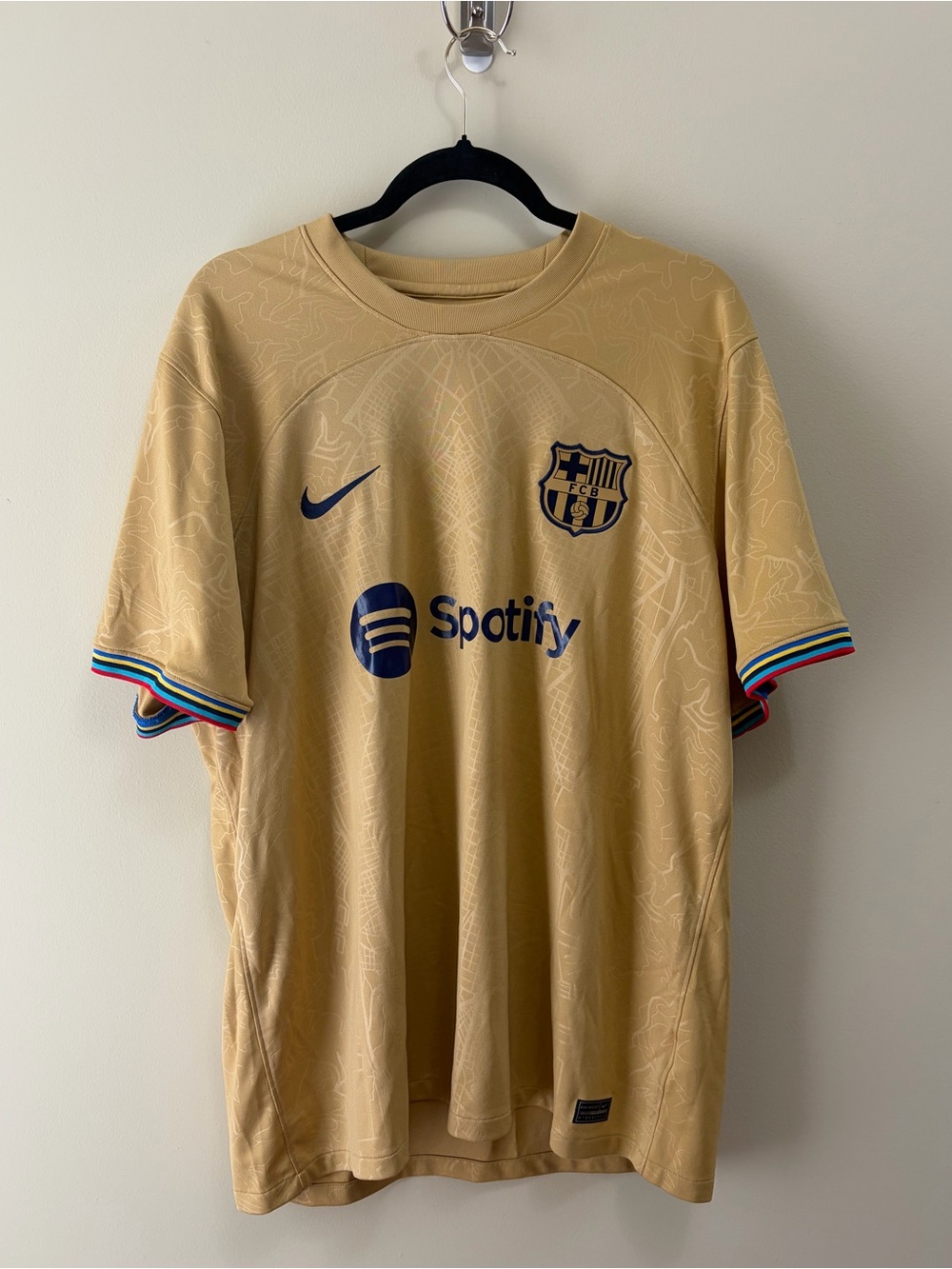 Nike FC Barcelona 2022/23 Away Gold Jersey XL Spotify Olympic Map Kit